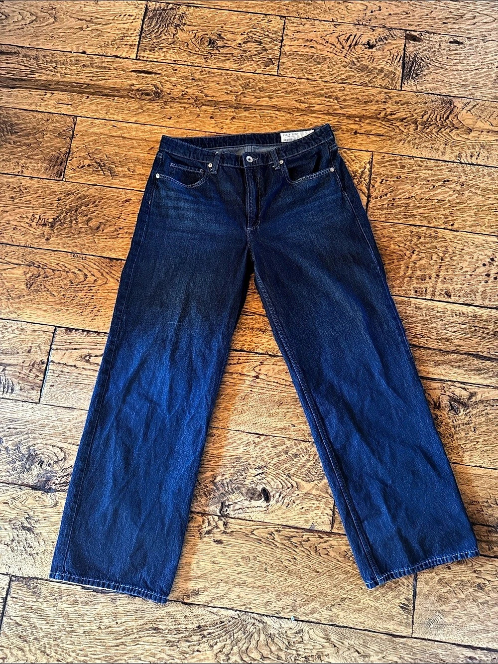 rag & bone Lori Low-Rise Wide Leg Crop Blue Jeans Waist 30